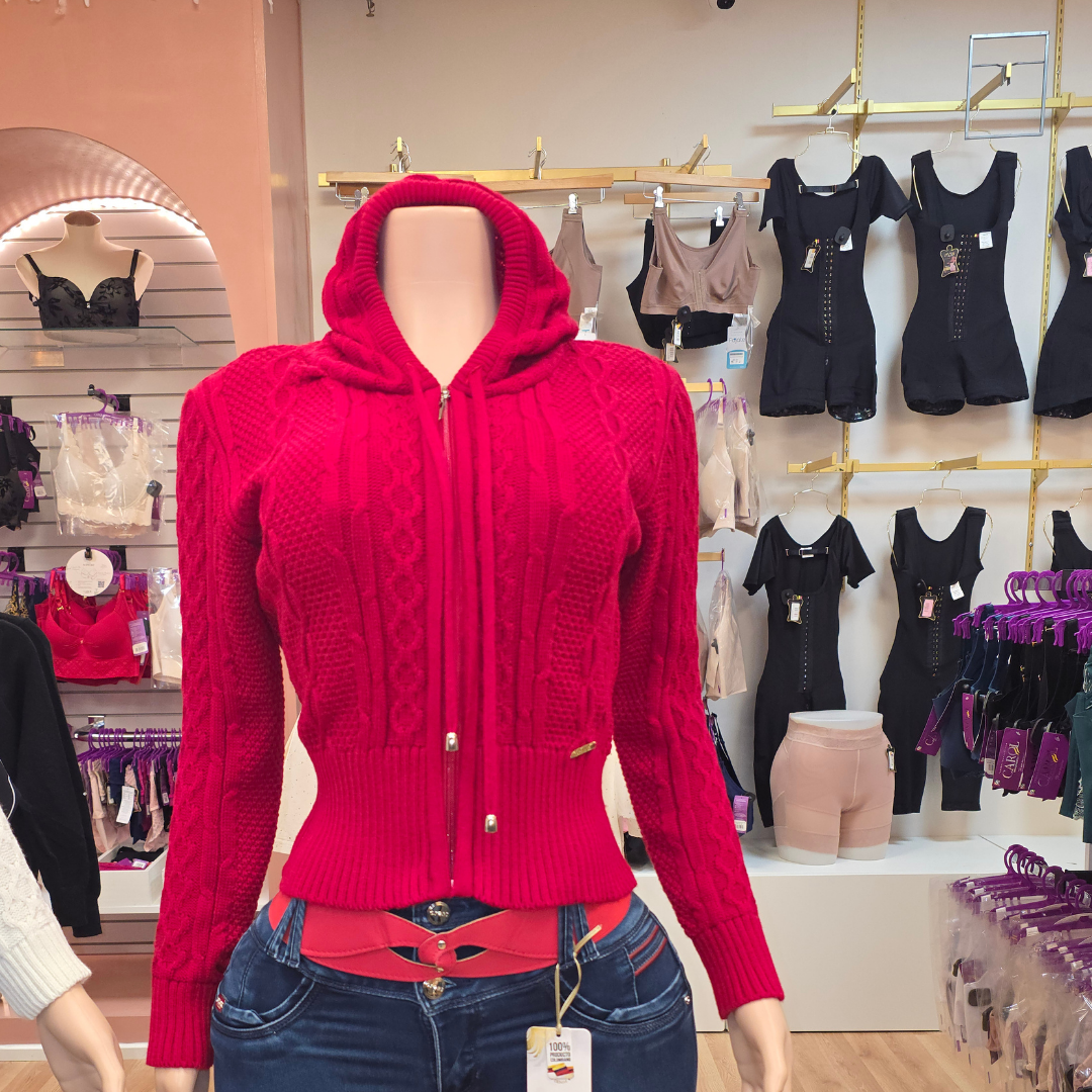 Cable-Knit Zip Hoodie REF. 5578 100% Colombiano
