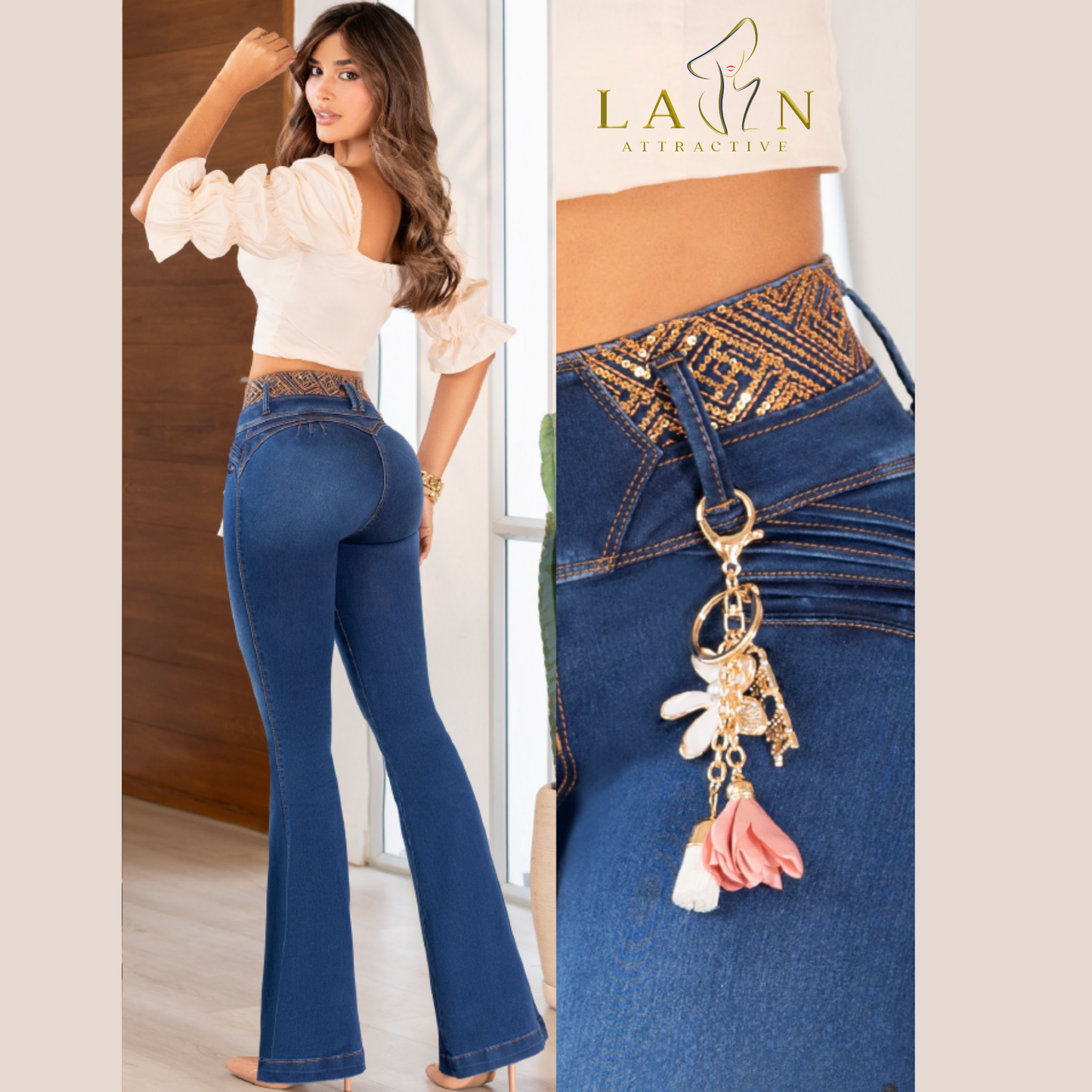 CJ-FJ-31034 Colombian Premium Flare Jeans / Jeans Bota Campana Ref: Libia