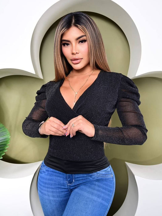 Blouse With a Plush/Shiny Texture