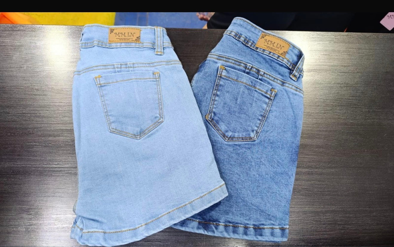 Button Front Denim Skort / Falda Short de Mezclilla con Botones