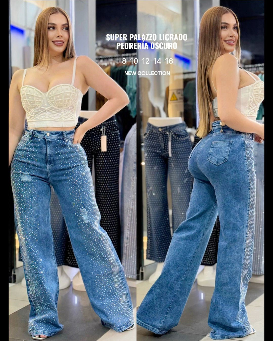 Palazzo Nice Trendy shiny jeans Lycrated