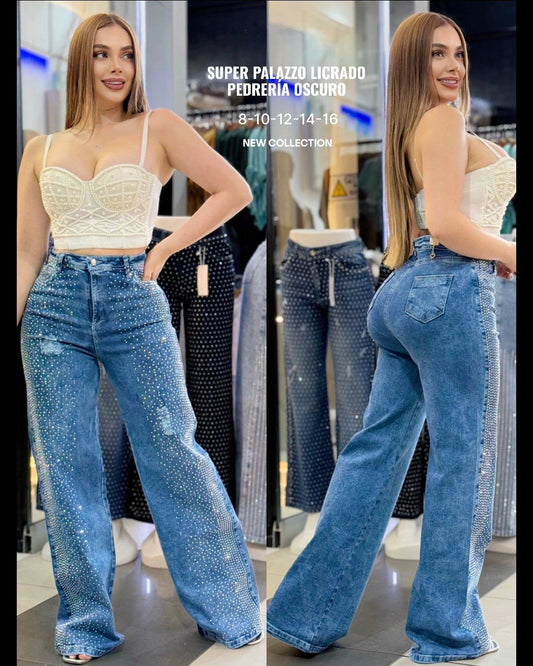 Palazzo Nice Trendy shiny jeans Lycrated