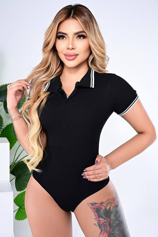 Polo Neck/Elegant Sports Bodysuit